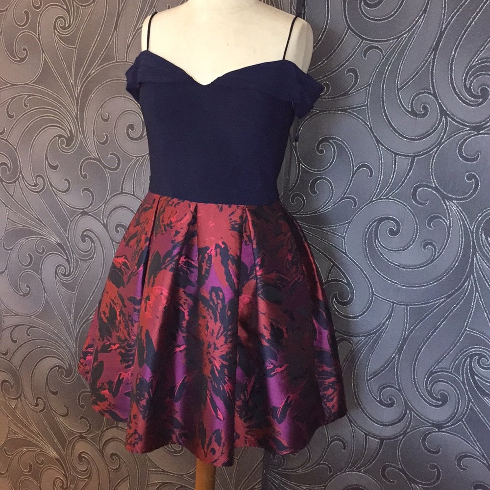 Morgan & Co Off Shoulder Floral Print Dress